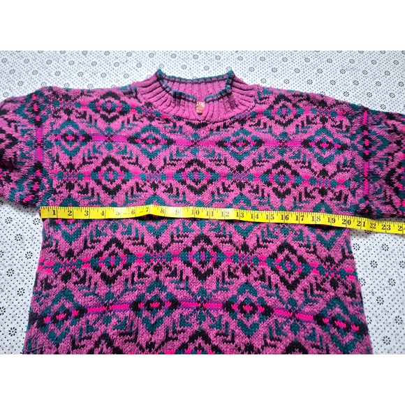 American Eagle Outfitters Women's Geometric Knit Sweater Purple Pink Teal Size S - Picture 4 of 7